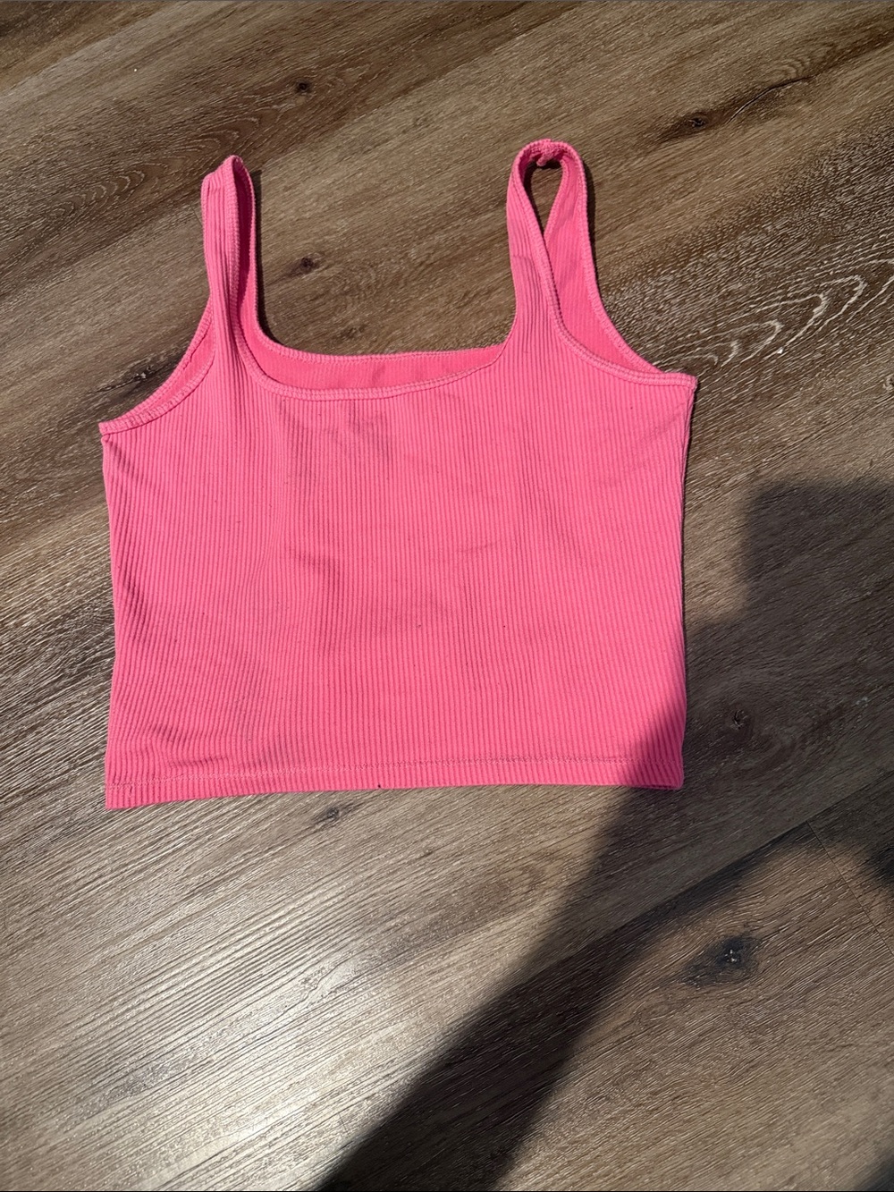 Pink Ribbed Tank Crop Top - Picture 2 of 3